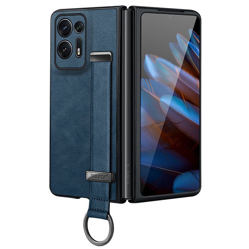 SULADA Fashion Series For Oppo Find N2 5G Crazy Horse Texture Phone Case Leather Coated PC TPU Anti-drop Cover with Wristband Kickstand SULADA Fashion Series For Oppo Find N2 5G Crazy Horse Texture Phone Case Leather Coated PC TPU Anti-drop Cover with Wristband Kickstand